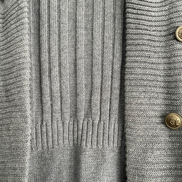 New Directions Ladies Gray Cardigan with gold buttons - Picture 6 of 7